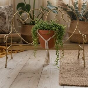 Vintage Metal Heart Shaped Doll Bench or Plant Stand